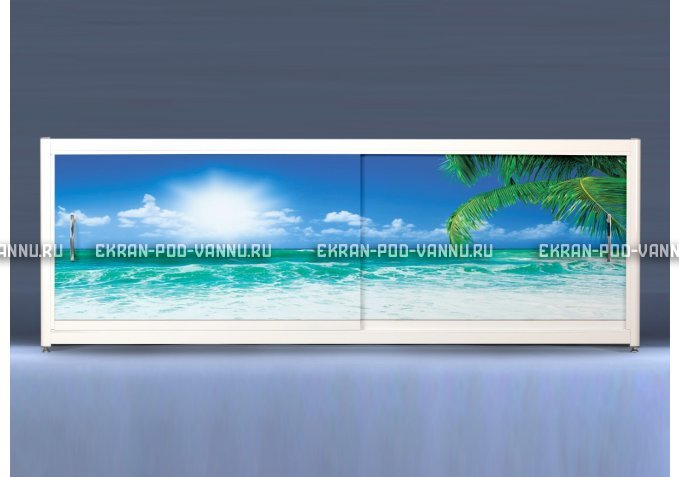 Экран на роликах EUROPLEX Пляж – купить по цене 12400 руб. в интернет-магазине в городе Казань картинка 1