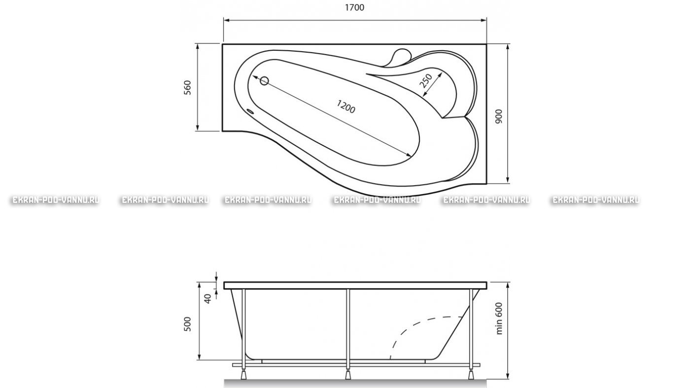 Акриловая ванна Relisan Isabella 170x90x60 – купить по цене 24130 руб. в интернет-магазине в городе Казань картинка 13