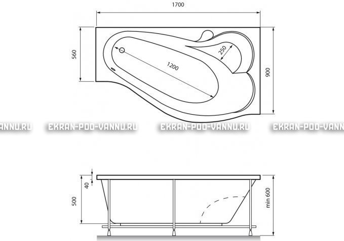 Акриловая ванна Relisan Isabella 170x90x60 – купить по цене 24130 руб. в интернет-магазине в городе Казань картинка 4