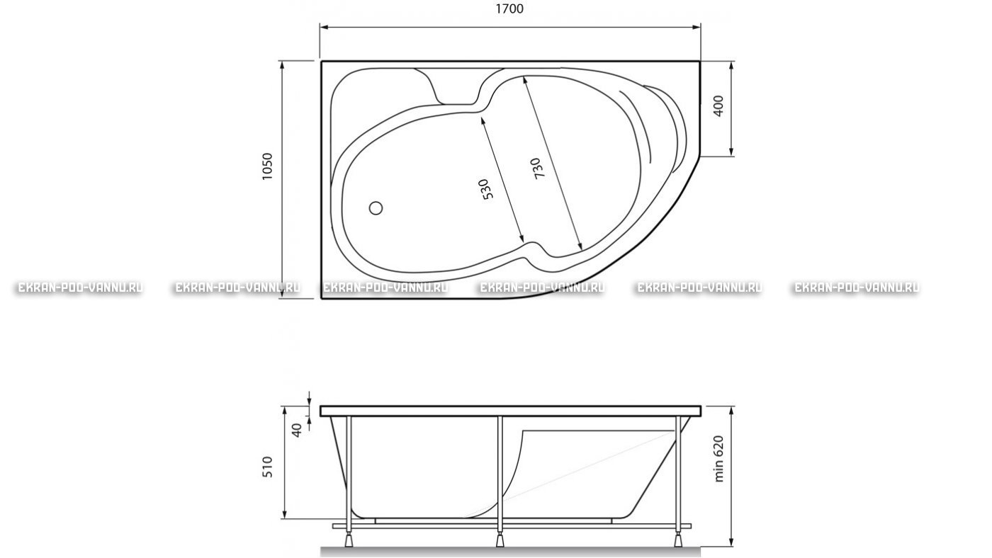 Акриловая ванна Relisan Sofi 170x105 – купить по цене 23480 руб. в интернет-магазине в городе Казань картинка 13
