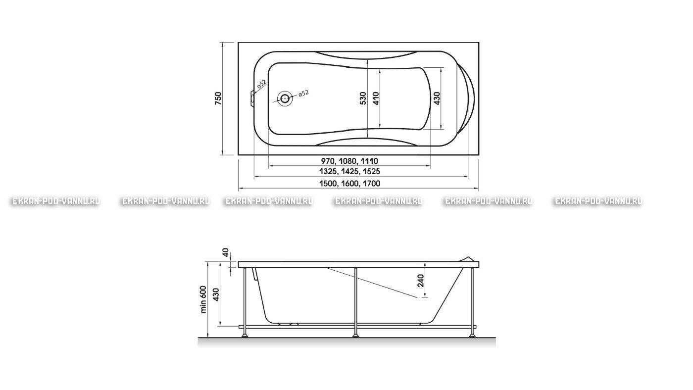 Акриловая ванна Relisan Elvira 150x75 – купить по цене 15260 руб. в интернет-магазине в городе Казань картинка 10