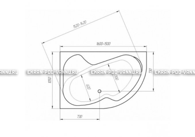Акриловая ванна 1MarKa Aura 150x105 – купить по цене 16250 руб. в интернет-магазине в городе Казань картинка 3