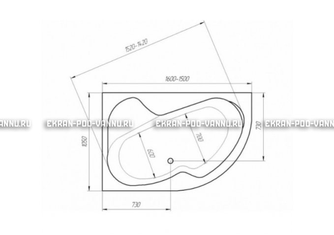 Акриловая ванна 1MarKa Imago 160x105 – купить по цене 16700 руб. в интернет-магазине в городе Казань картинка 3