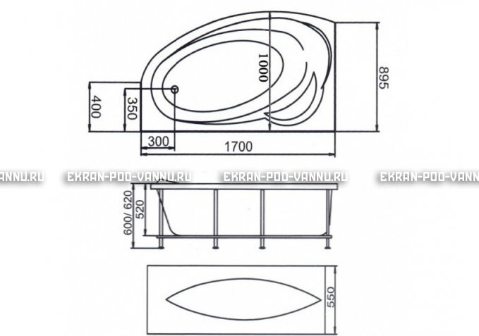 Акриловая ванна 1MarKa Julianna 170x100 – купить по цене 21320 руб. в интернет-магазине в городе Казань картинка 3