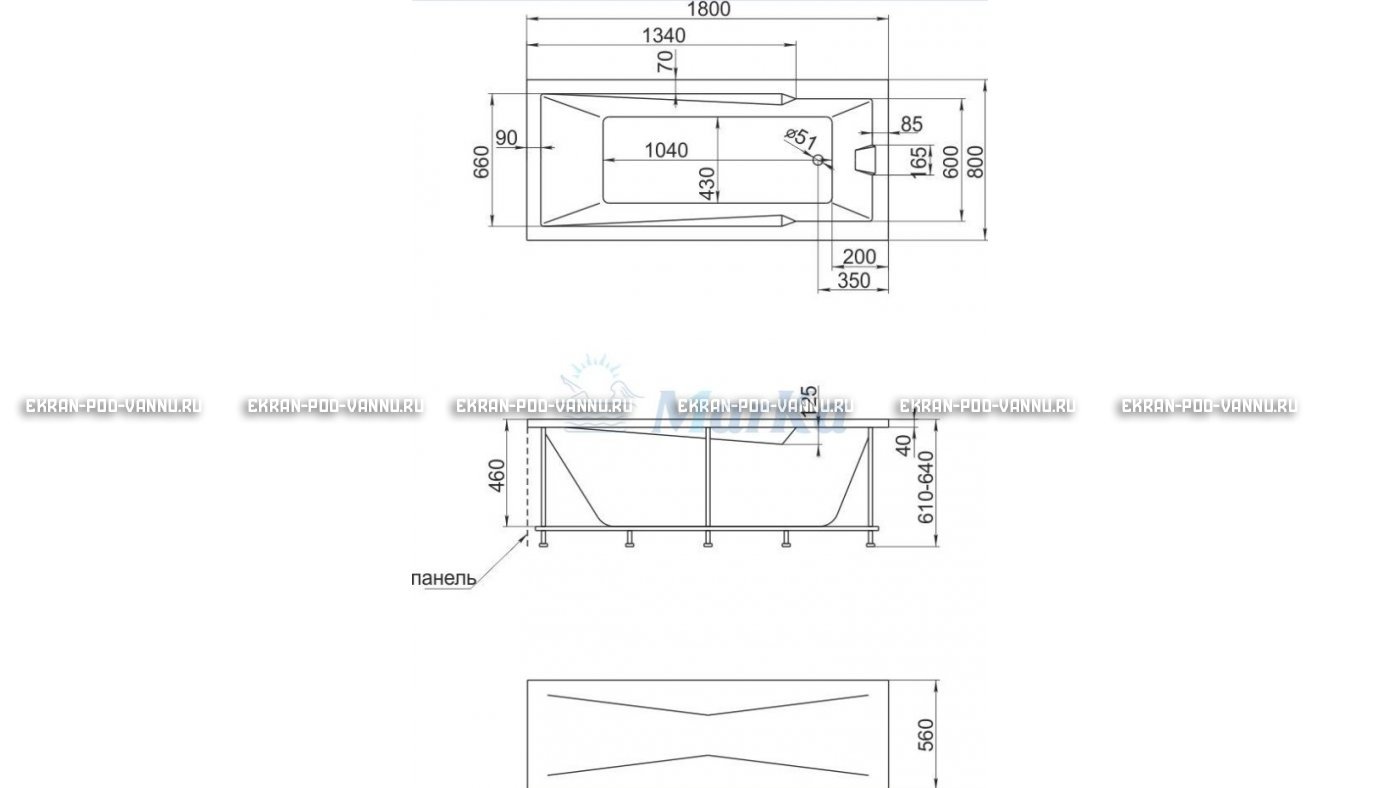 Акриловая ванна 1MarKa Raguza 180x80 – купить по цене 17854 руб. в интернет-магазине в городе Казань картинка 13