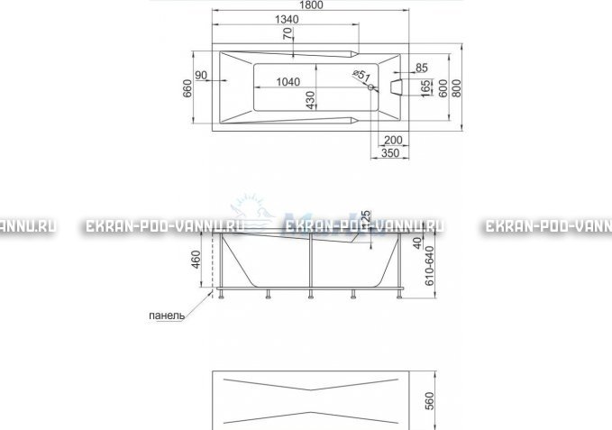 Акриловая ванна 1MarKa Raguza 180x80 – купить по цене 17854 руб. в интернет-магазине в городе Казань картинка 4