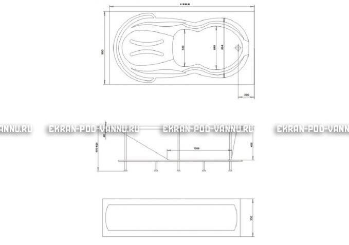 Акриловая ванна 1MarKa Taormina 180x90 – купить по цене 17670 руб. в интернет-магазине в городе Казань картинка 3