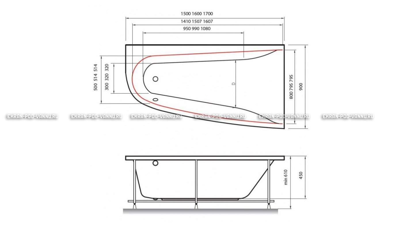 Акриловая ванна Vayer Boomerang 160x90 – купить по цене 52780 руб. в интернет-магазине в городе Казань картинка 10
