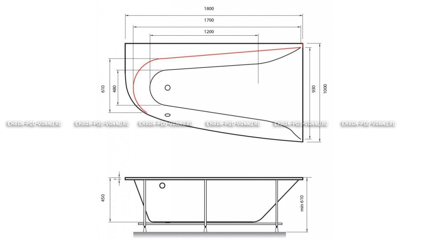 Акриловая ванна Vayer Boomerang 180x100 – купить по цене 53030 руб. в интернет-магазине в городе Казань картинка 13