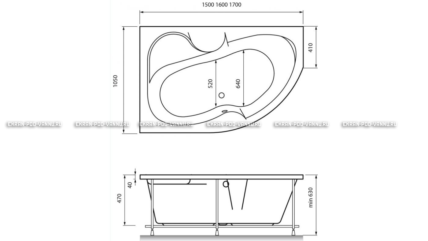 Акриловая ванна Vayer Azalia 150x105 – купить по цене 27800 руб. в интернет-магазине в городе Казань картинка 16
