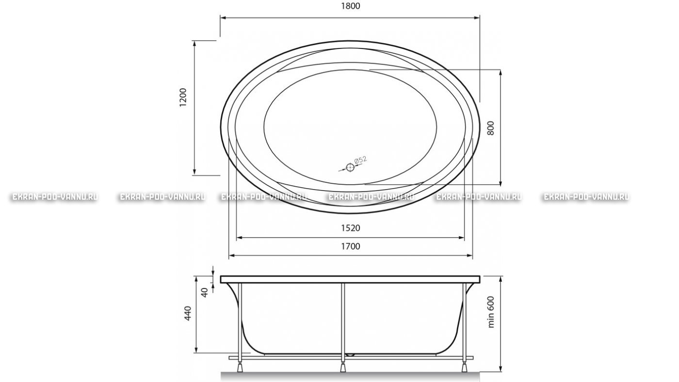 Акриловая ванна Vayer Opal 180x120 – купить по цене 33850 руб. в интернет-магазине в городе Казань картинка 13