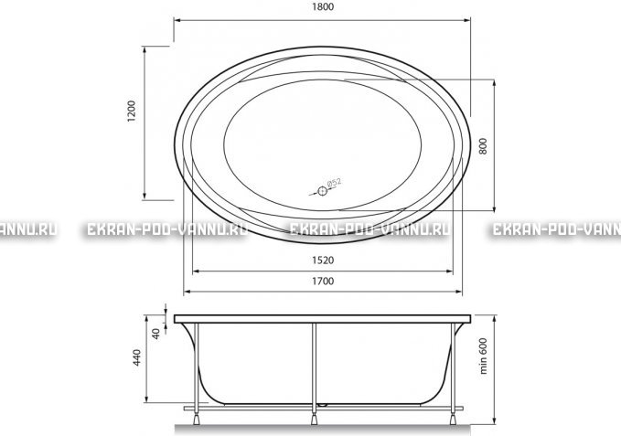 Акриловая ванна Vayer Opal 180x120 – купить по цене 33850 руб. в интернет-магазине в городе Казань картинка 4