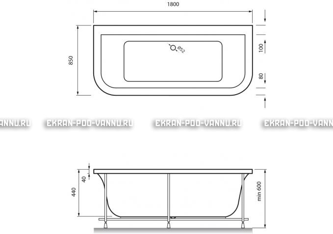 Акриловая ванна Vayer Options BTW 180x85 – купить по цене 25880 руб. в интернет-магазине в городе Казань картинка 4