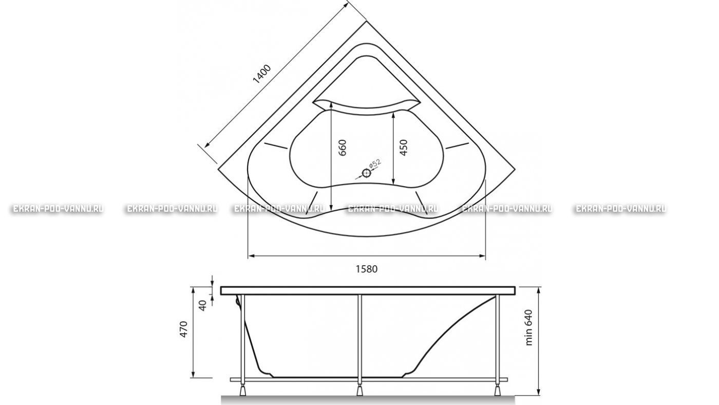 Акриловая ванна Vayer Persefona 140x140 – купить по цене 25230 руб. в интернет-магазине в городе Казань картинка 15